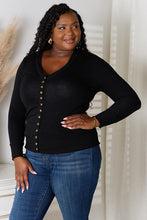 Load image into Gallery viewer, Black V-Neck Long Sleeve Cardigan