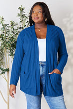 Load image into Gallery viewer, Ribbed Open Front Cardigan with Pockets