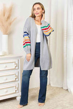 Load image into Gallery viewer, Multicolored Stripe Open Front Longline Cardigan