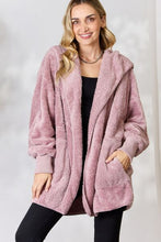 Load image into Gallery viewer, Faux Fur Open Front Hooded Jacket