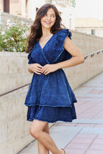 Load image into Gallery viewer, Denim Short Flutter Sleeve Mini Dress