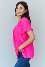 Load image into Gallery viewer, Square Neck Short Sleeve Blouse in Fuchsia