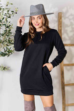Load image into Gallery viewer, Round Neck Long Sleeve Mini Dress with Pockets