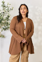 Load image into Gallery viewer, Cocoa Brown Full Size Open Front Long Sleeve Cardigan