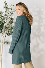 Load image into Gallery viewer, Ribbed Round Neck Long Sleeve Slit Top