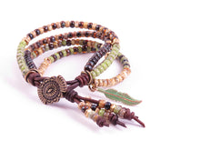 Load image into Gallery viewer, Southwestern Boho Leather Wrap Bracelet