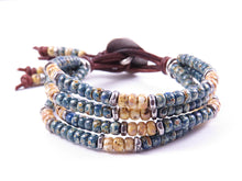 Load image into Gallery viewer, Beaded Leather Wrap Bracelet