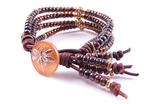 Load image into Gallery viewer, Dragonfly Leather Wrap Bracelet