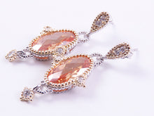 Load image into Gallery viewer, Sterling Silver Two Tone Post CZ Drop Earrings