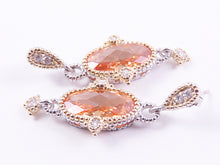 Load image into Gallery viewer, Sterling Silver Two Tone Post CZ Drop Earrings