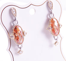 Load image into Gallery viewer, Sterling Silver Two Tone Post CZ Drop Earrings