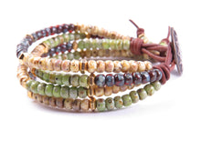 Load image into Gallery viewer, Beaded Leather Wrap Bracelet