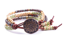 Load image into Gallery viewer, Beaded Leather Wrap Bracelet