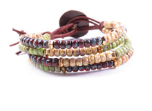 Load image into Gallery viewer, Beaded Leather Wrap Bracelet