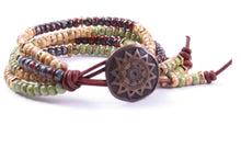 Load image into Gallery viewer, Beaded Leather Wrap Bracelet
