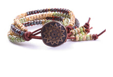 Load image into Gallery viewer, Beaded Leather Wrap Bracelet