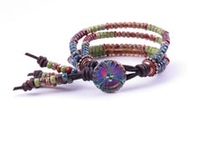 Load image into Gallery viewer, Beaded Leather Wrap Bracelet
