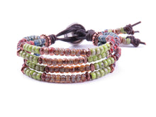 Load image into Gallery viewer, Beaded Leather Wrap Bracelet