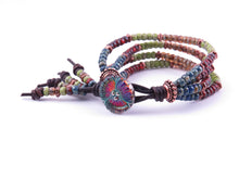 Load image into Gallery viewer, Beaded Leather Wrap Bracelet