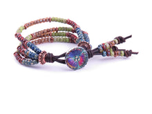 Load image into Gallery viewer, Beaded Leather Wrap Bracelet