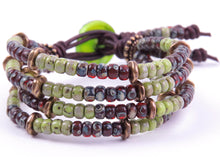 Load image into Gallery viewer, Green Picasso Leather Wrap Bracelet