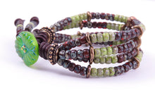 Load image into Gallery viewer, Green Picasso Leather Wrap Bracelet