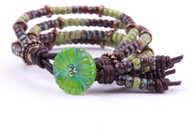 Load image into Gallery viewer, Green Picasso Leather Wrap Bracelet