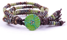 Load image into Gallery viewer, Green Picasso Leather Wrap Bracelet