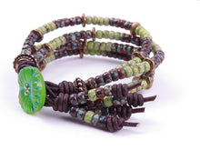 Load image into Gallery viewer, Green Picasso Leather Wrap Bracelet
