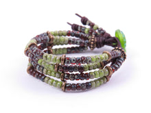 Load image into Gallery viewer, Green Picasso Leather Wrap Bracelet