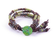 Load image into Gallery viewer, Green Picasso Leather Wrap Bracelet