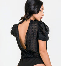 Load image into Gallery viewer, Jacquard Chiffon Cross Front Bodysuit