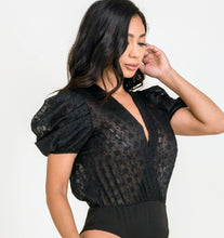 Load image into Gallery viewer, Jacquard Chiffon Cross Front Bodysuit