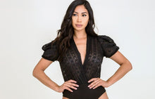 Load image into Gallery viewer, Jacquard Chiffon Cross Front Bodysuit