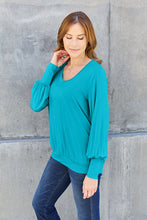 Load image into Gallery viewer, Basic Bae V-Neck Lantern Sleeve Blouse