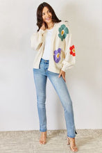 Load image into Gallery viewer, White Open Front Flower Pattern Long Sleeve Sweater Cardigan