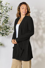 Load image into Gallery viewer, Ribbed Open Front Cardigan with Pockets