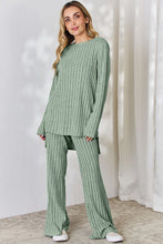 Load image into Gallery viewer, Ribbed High-Low Top and Wide Leg Pants Set