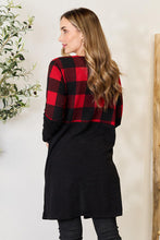 Load image into Gallery viewer, Black Red Plaid Open Front Cardigan