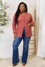 Load image into Gallery viewer, Ribbed Button-Up Cardigan with Pockets