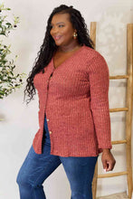Load image into Gallery viewer, Ribbed Button-Up Cardigan with Pockets