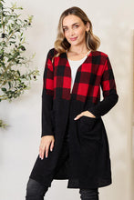 Load image into Gallery viewer, Black Red Plaid Open Front Cardigan