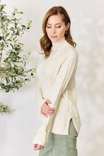Load image into Gallery viewer, Cream Ribbed Bow Detail Long Sleeve Turtleneck Knit Top