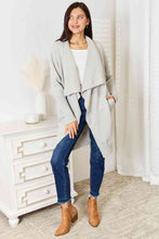 Load image into Gallery viewer, Light Gray Open Front Duster Cardigan with Pockets