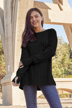 Load image into Gallery viewer, Ribbed Round Neck Long Sleeve Knit Top