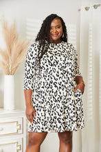 Load image into Gallery viewer, Leopard Three-Quarter Sleeve Dress with Pockets