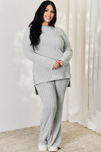 Load image into Gallery viewer, Ribbed High-Low Top and Wide Leg Pants Set