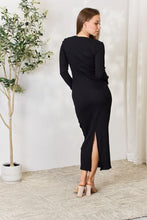 Load image into Gallery viewer, Ribbed Long Sleeve Midi Slit Dress
