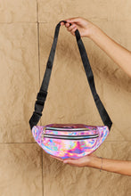 Load image into Gallery viewer, Good Vibrations Holographic Double Zipper Fanny Pack in Hot Pink