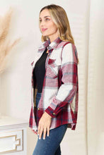 Load image into Gallery viewer, Wine Plaid Button Up Flannel Shirt Jacket
